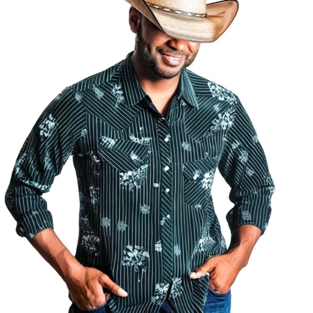 NWT - Rock & Roll Denim Vintage 46 Western Floral Stripe Snap Shirt - SZ L
